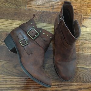 A.N.A. brown buckle booties gently used condition!